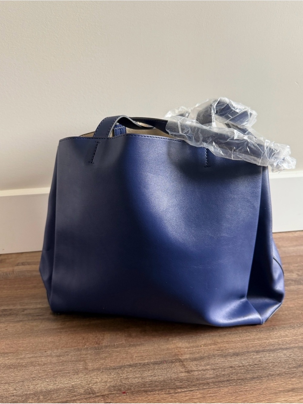 Nine West Navy Smooth Leather Tote - Picture 2 of 6